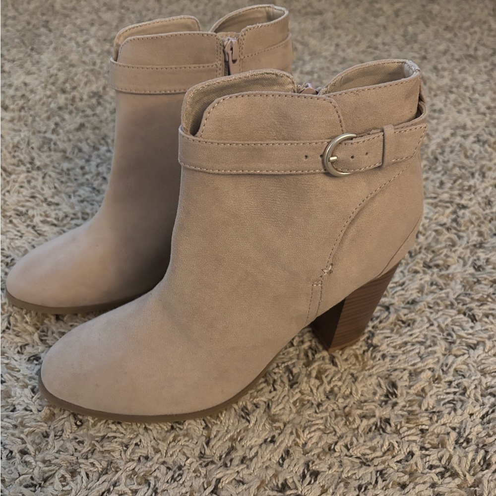 Old Navy Beige Ankle Booties with Buckle